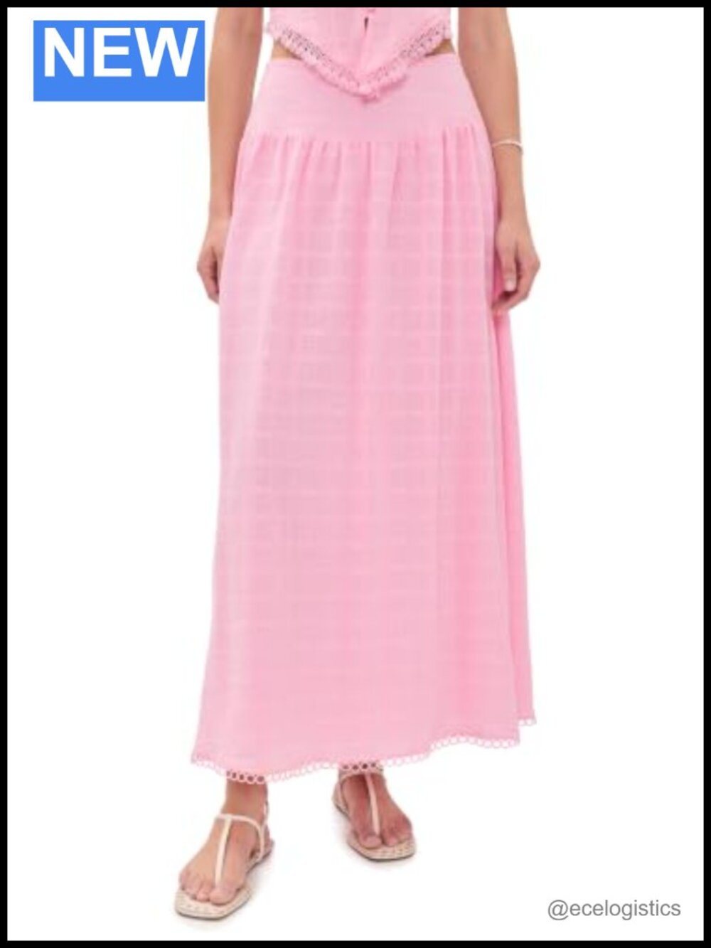Peixoto Maxi Skirt Linen Blend Embroidered Hem